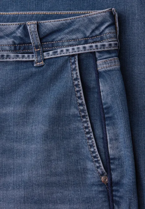 Wide Leg Jeans mit Gürteldetail authentic mid blue washed