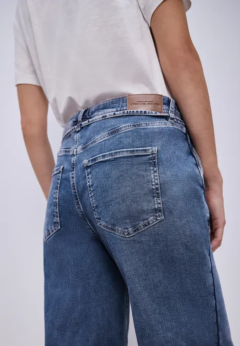 Wide Leg Jeans mit Gürteldetail authentic mid blue washed