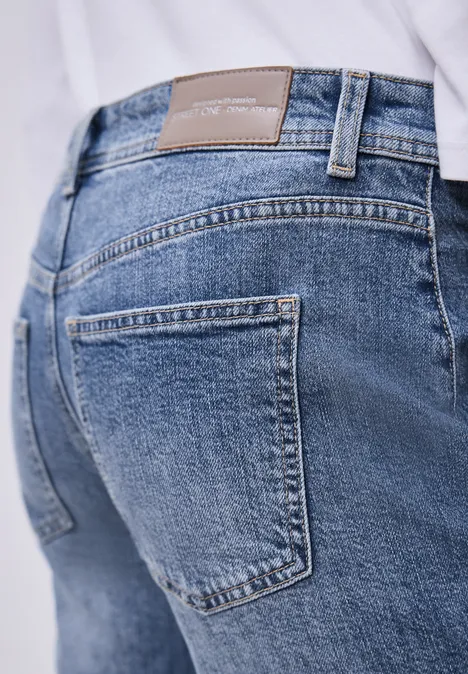 Jeans met zoomdetail mid blue washed
