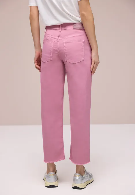 Jeans Straight Legs avec détail d'ourlet pink washed