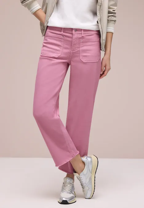 Jeans Straight Legs avec détail d'ourlet pink washed