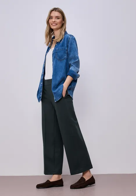 Wide Leg pantalon avec détail de boutons pine grove green