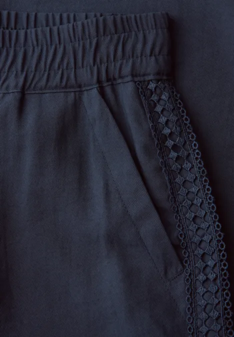 Wide Leg Hose mit Crochet Tape shadowed navy