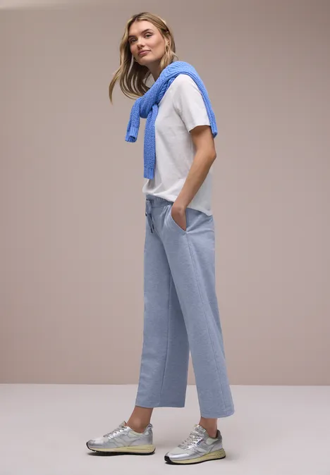 Pantalon Wide Legs avec taille élastique country blue mel.