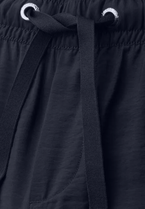 Pantalon noir avec ceinture élastique et cordon