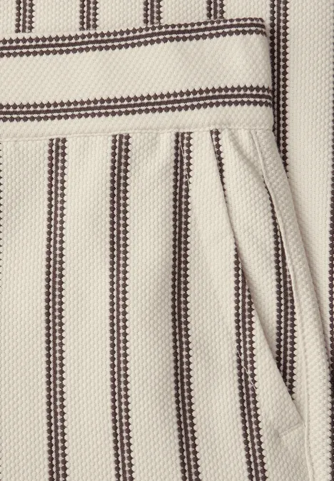 Wide Legs broek in casual pasvorm met strepen soft beige