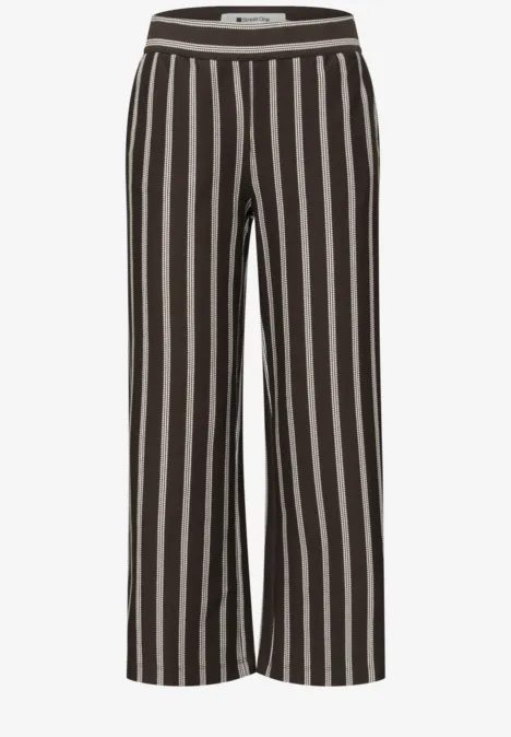 Wide Legs broek in casual pasvorm met strepen espresso brown