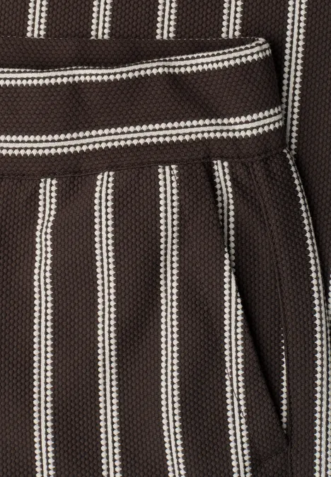 Wide Legs broek in casual pasvorm met strepen espresso brown