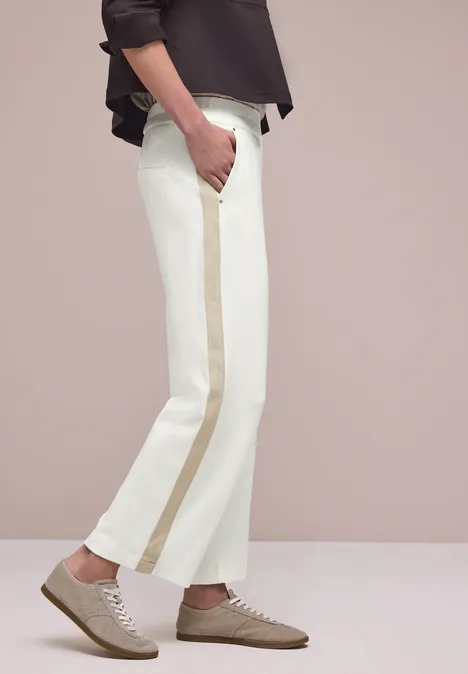 Wide Legs broek met galonstrepen off white