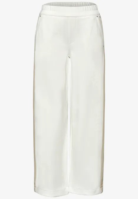 Wide Legs broek met galonstrepen off white