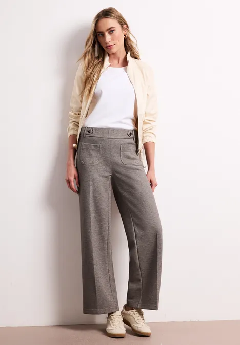 Wide Legs broek met knoopdetails espresso brown