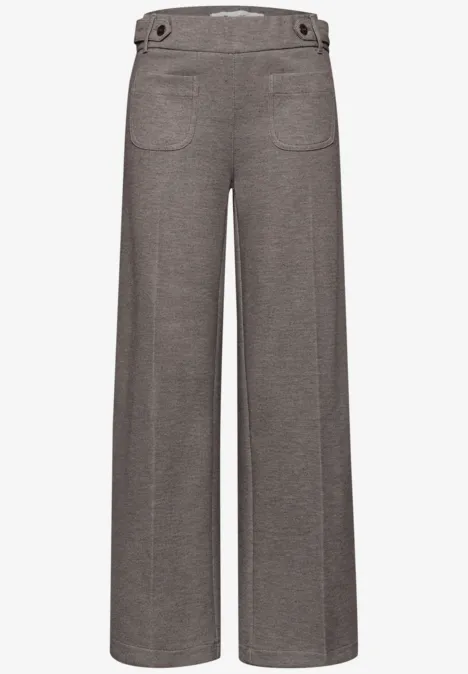 Wide Legs broek met knoopdetails espresso brown