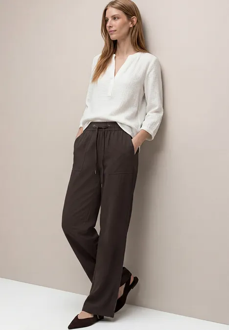High Waist broek met wijde pijpen in Loose Fit espresso brown High Waist broek met wijde pijpen in Loose Fit espresso brown