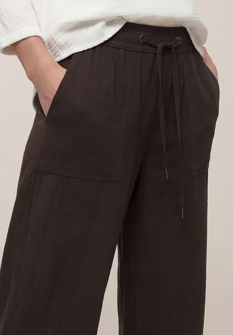 High Waist broek met wijde pijpen in Loose Fit espresso brown High Waist broek met wijde pijpen in Loose Fit espresso brown