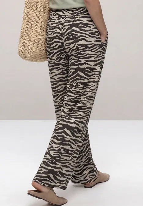 Wide Legs broek in Loose Fit met leopatroon espresso brown