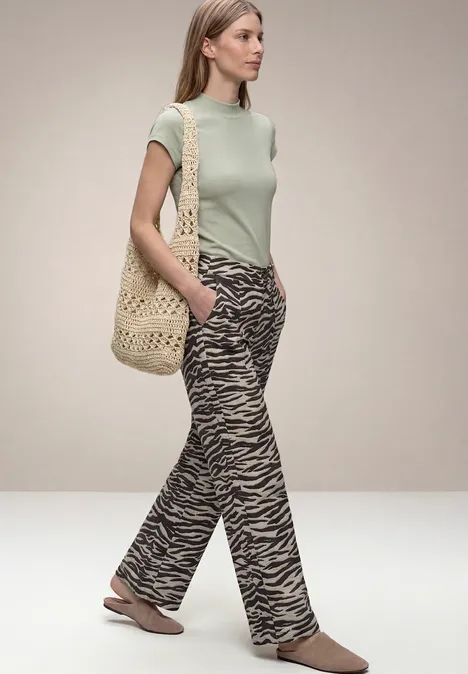 Wide Legs broek in Loose Fit met leopatroon espresso brown