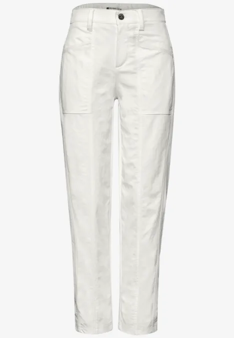 High Waist Barrel Leg Hose im Casual Fit off white High Waist Barrel Leg Hose im Casual Fit off white