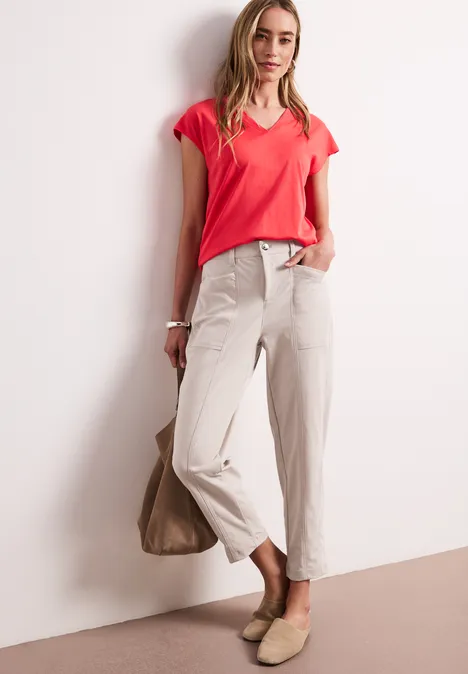 High Waist Barrel Leg Hose im Casual Fit clay sand