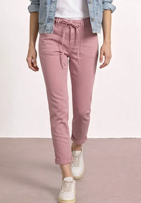 Mid Waist taps toelopende jeans in een Loose Fit Blush Pink Washed Mid Waist taps toelopende jeans in een Loose Fit Blush Pink Washed