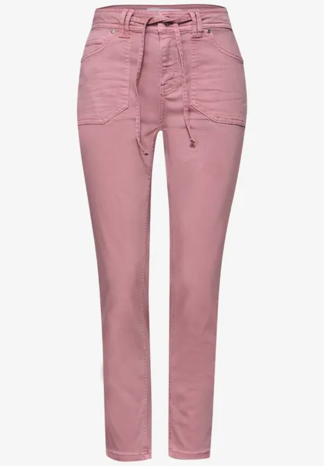 Mid Waist taps toelopende jeans in een Loose Fit Blush Pink Washed Mid Waist taps toelopende jeans in een Loose Fit Blush Pink Washed