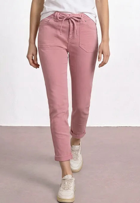 Mid Waist taps toelopende jeans in een Loose Fit Blush Pink Washed Mid Waist taps toelopende jeans in een Loose Fit Blush Pink Washed