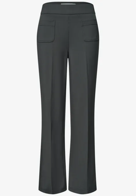 High Waist Straight Leg Hose im Casual Fit mossbound green Schwarze, gerade geschnittene Hose mit mittlerer Taille und aufgesetzten Taschen vorne.