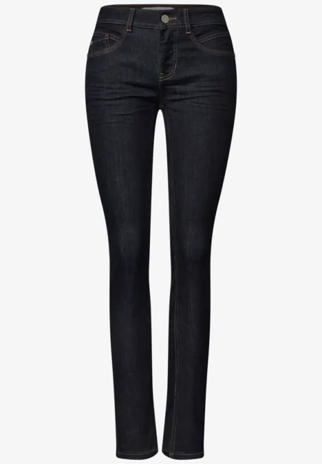 Jean taille moyenne Slim Leg, coupe slim Deep Rinse Washed Dunkelblaue Skinny-Jeans mit hoher Taille, enger Passform und klassischem 5-Pocket-Design.