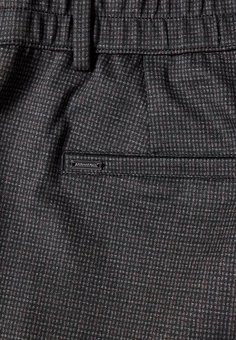 Graue Hose mit feinem Muster, elastischem Bund und Gesäßtasche
