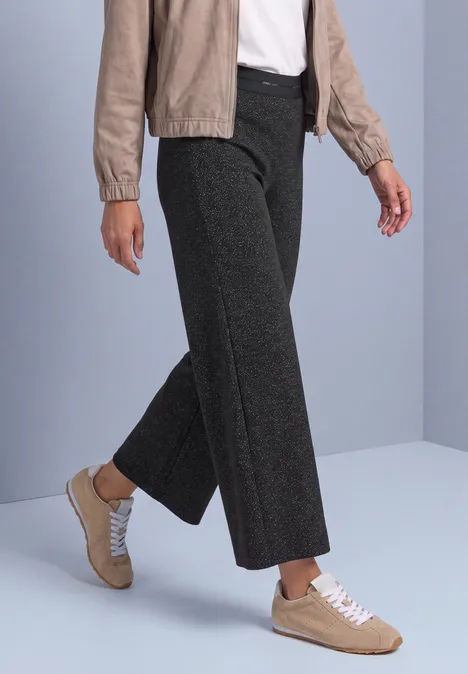 Pantalon taille haute à jambes larges avec un motif raffiné Black Pantalon taille haute à jambes larges avec un motif raffiné Black