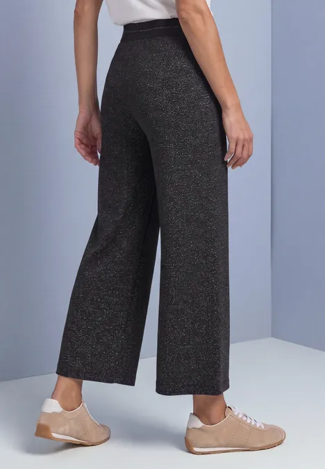 Pantalon taille haute à jambes larges avec un motif raffiné Black Pantalon taille haute à jambes larges avec un motif raffiné Black