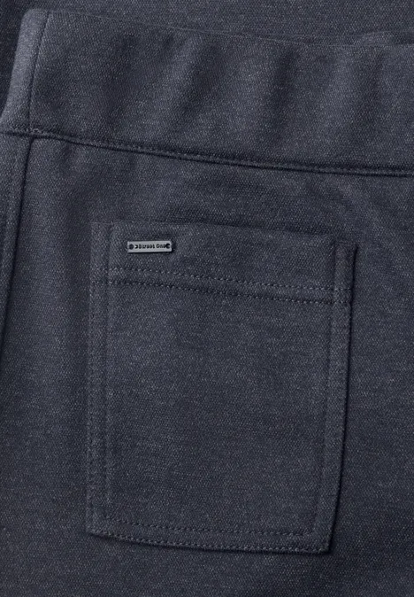 Wide Leg Hose mit aufgesetzten Taschen darkest blue mel. Dunkelgrauer Stoff mit eckiger Gesäßtasche und elastischem Bund.