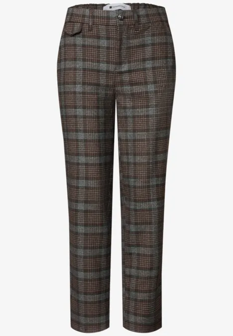 Getailleerde geruite broek in bruin- en grijstinten, reguliere taille en een nette pasvorm.