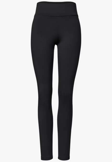 Thermo-Leggings im Skinny Fit Black Schwarze, figurbetonte Leggings mit hohem Bund.