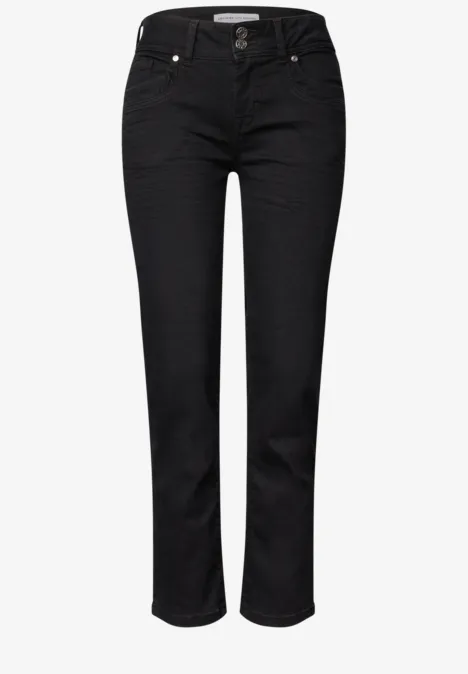Schwarze Jeanshose mit geradem Schnitt und klassischem Five-Pocket-Design
