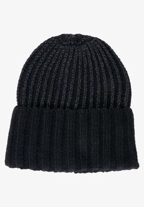Bonnet en tricot avec fils lurex Black