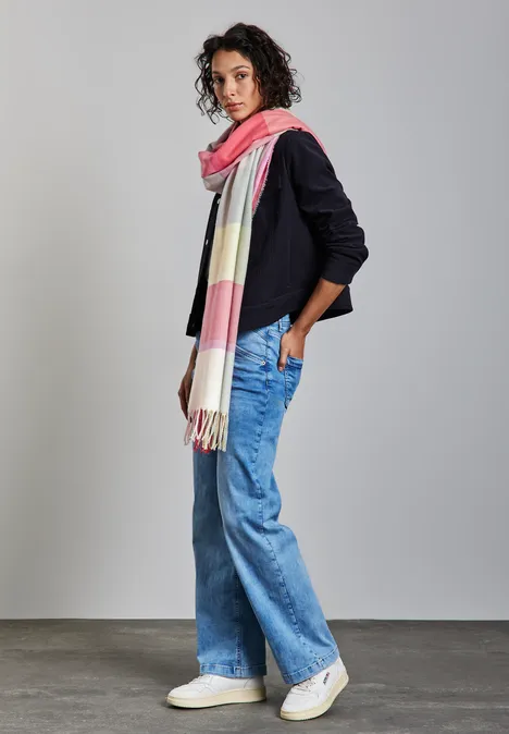 Kuscheliger Madras Schal coral Pink
