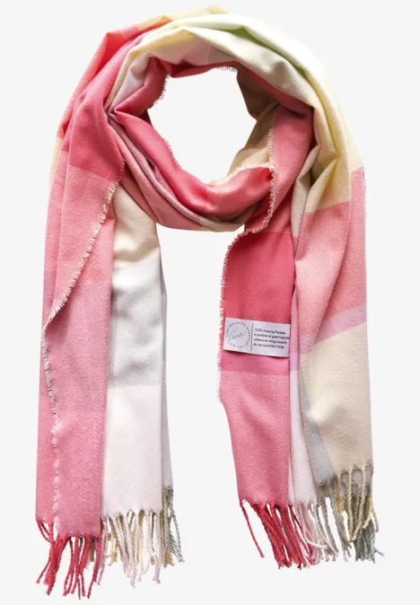 Gezellige Madras sjaal coral Pink