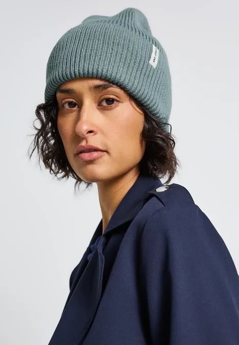 Ribgebreide muts sterling blue