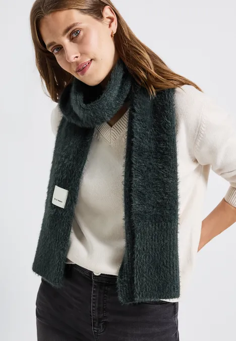 Langer Federgarn Schal juniper green mel.
