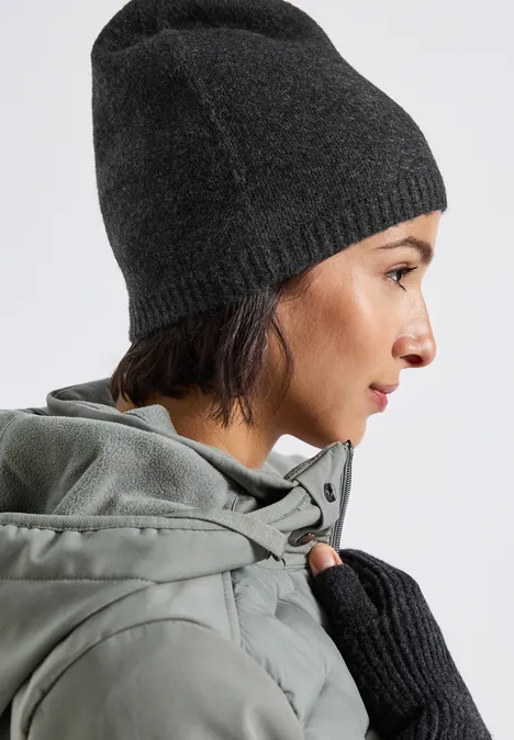 Feinstrick Beanie anthracite melange