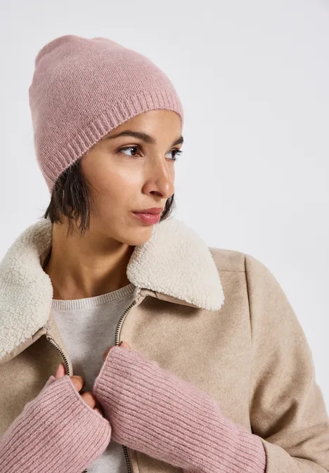 Feinstrick Beanie rosewood pink melange
