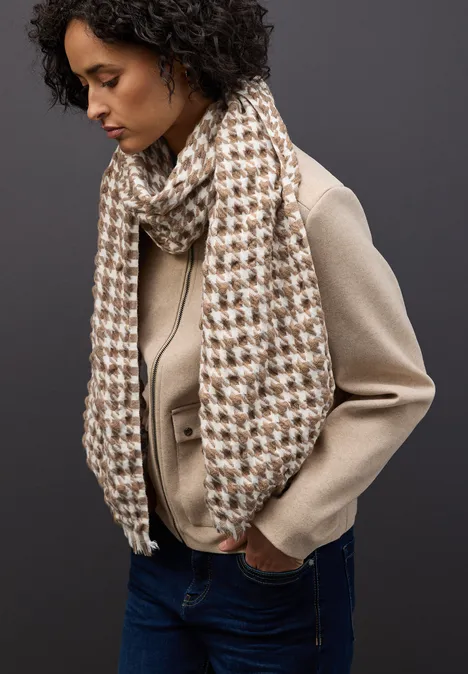 Houndstooth écharpe structurée rocky brown