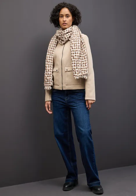 Houndstooth écharpe structurée rocky brown