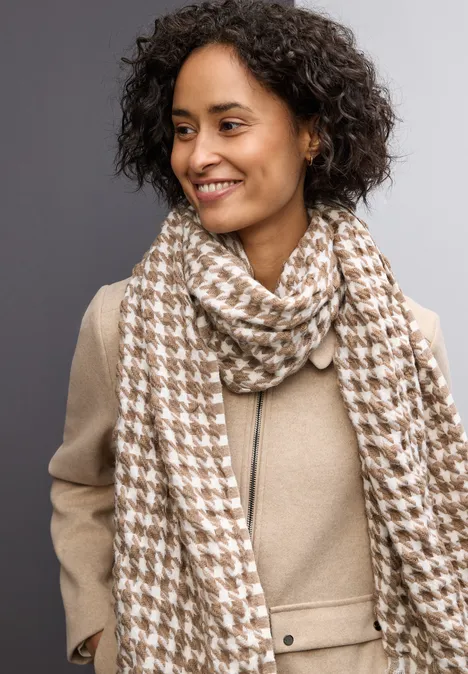Houndstooth écharpe structurée rocky brown