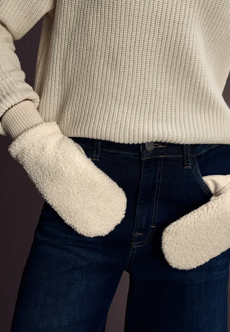 Teddy Velours Handschuhe pastel sand