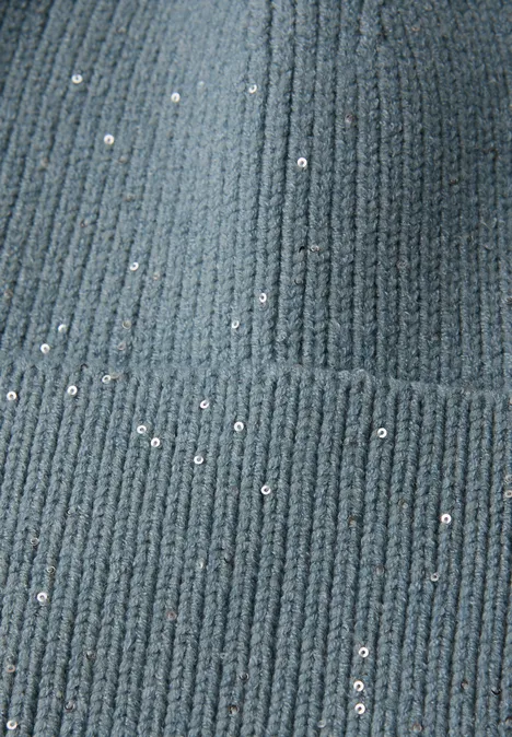 Beanie mit Pailletten sterling blue mel.