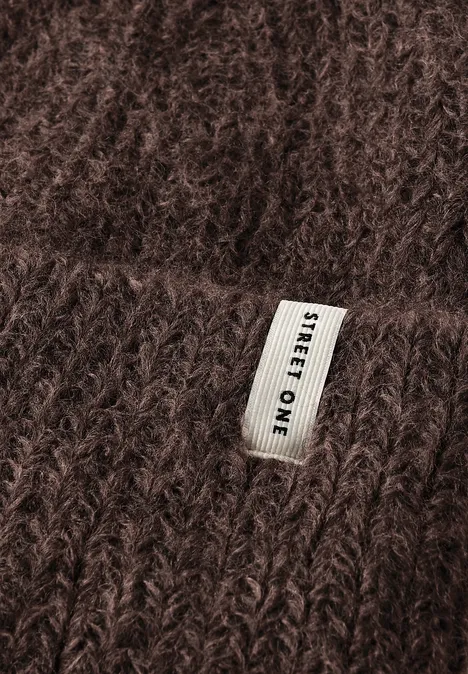 Bonnet tricoté avec une partie en laine deep roast brown mel.