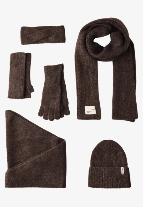 Bonnet tricoté avec une partie en laine deep roast brown mel.