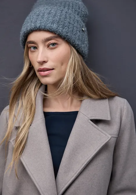 Bouclé Beanie Slate Blue Mel. Bouclé Beanie Slate Blue Mel.