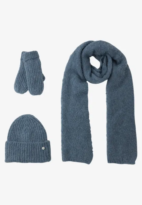 Bouclé Beanie Slate Blue Mel. Bouclé Beanie Slate Blue Mel.